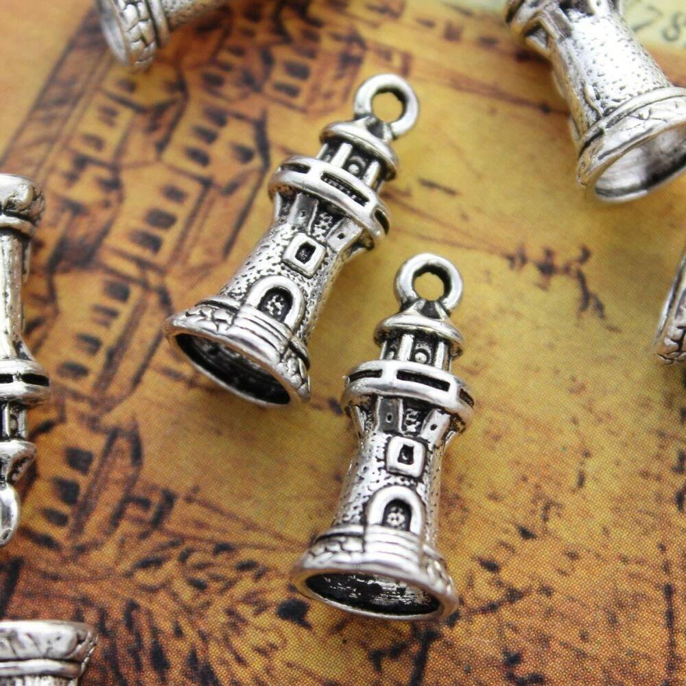 4313 10 Pendants Antiqued Silver Tone 3D 20x9mm NS776.
